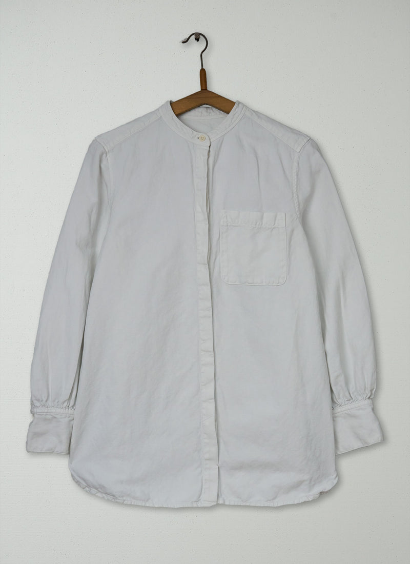 Reworn Cotton Linen Twill Long Shirt Size 8 (1072) | Off White