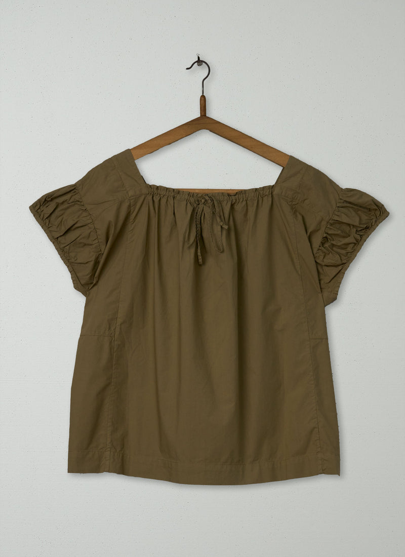 Reworn Cotton Poplin Top Size 10 (1238) | Taupe