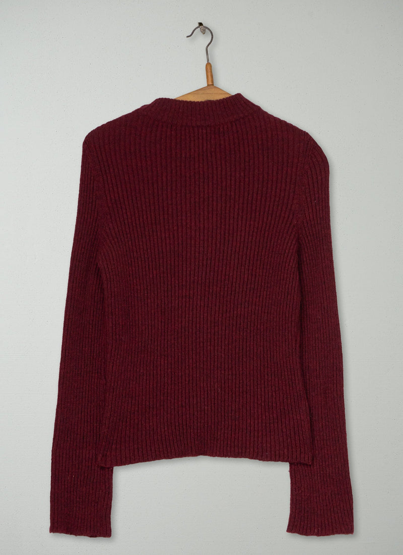 Reworn Button Shoulder Wool Sweater Size M (770) | Red