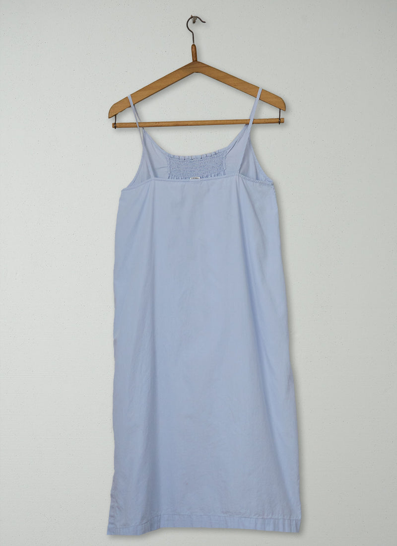 Reworn Cotton Smocked Nightie Size XS (283) | Soft Blue