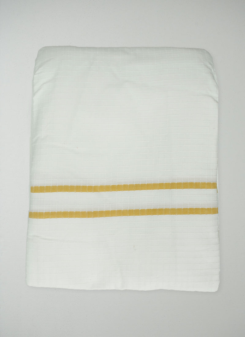 Reworn Varali Size Duvet Cover (041) | Chalk/Ochre
