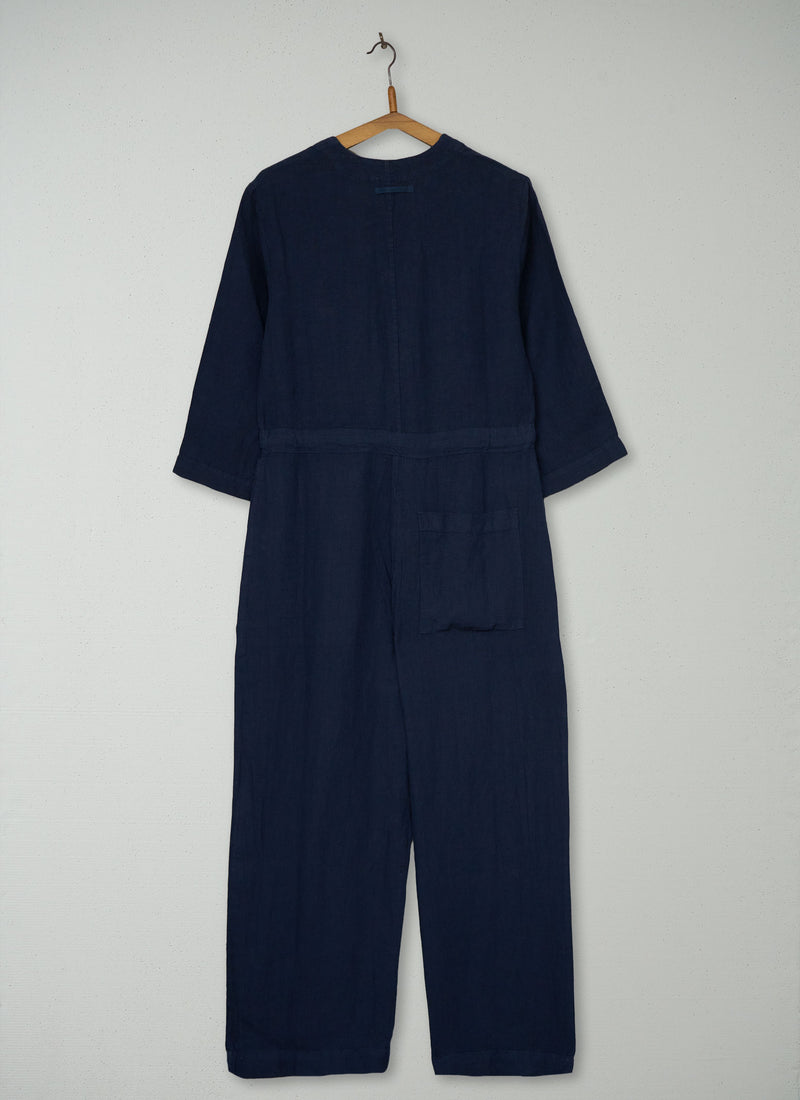 Reworn Linen Jumpsuit Size XXS (1527) | Midnight