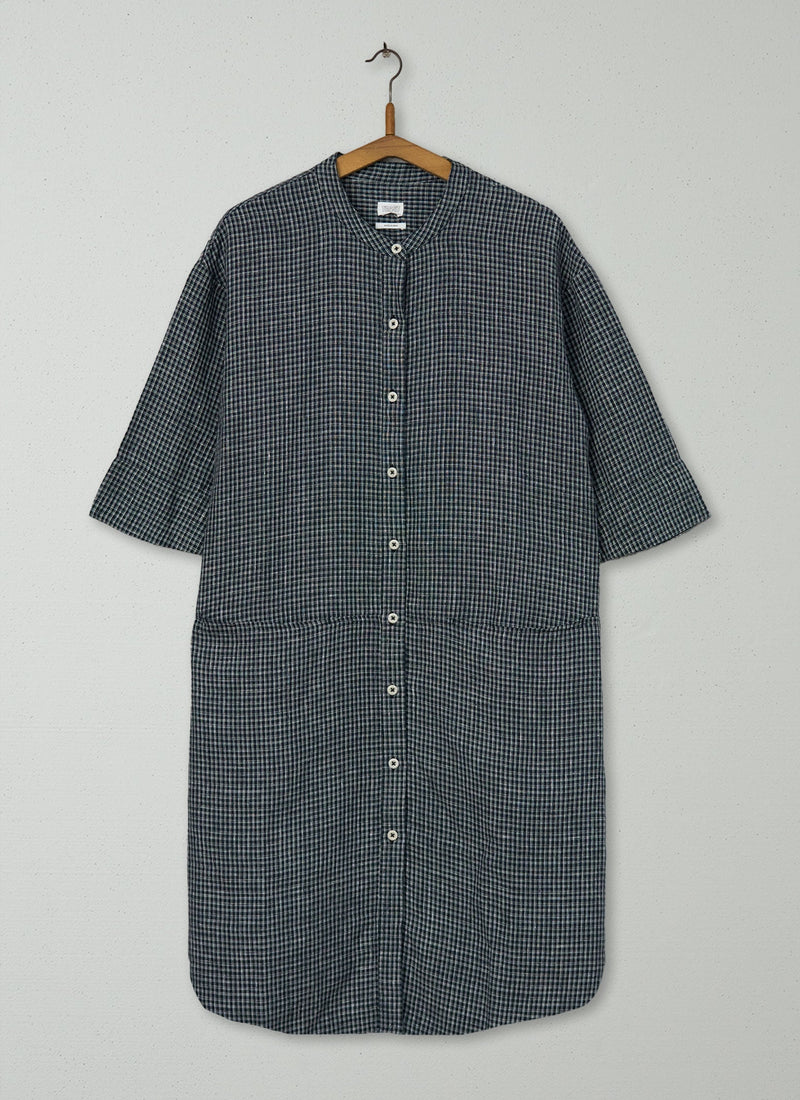 Reworn Piccolo Check Linen Dress Size M (2261) | Black/Ecru