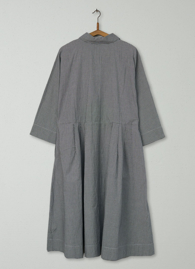 Reworn Micro Gingham Dress Size XL (2262) | Slate/Ecru