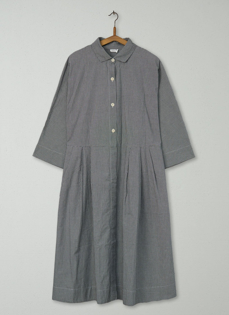 Reworn Micro Gingham Dress Size XL (2262) | Slate/Ecru