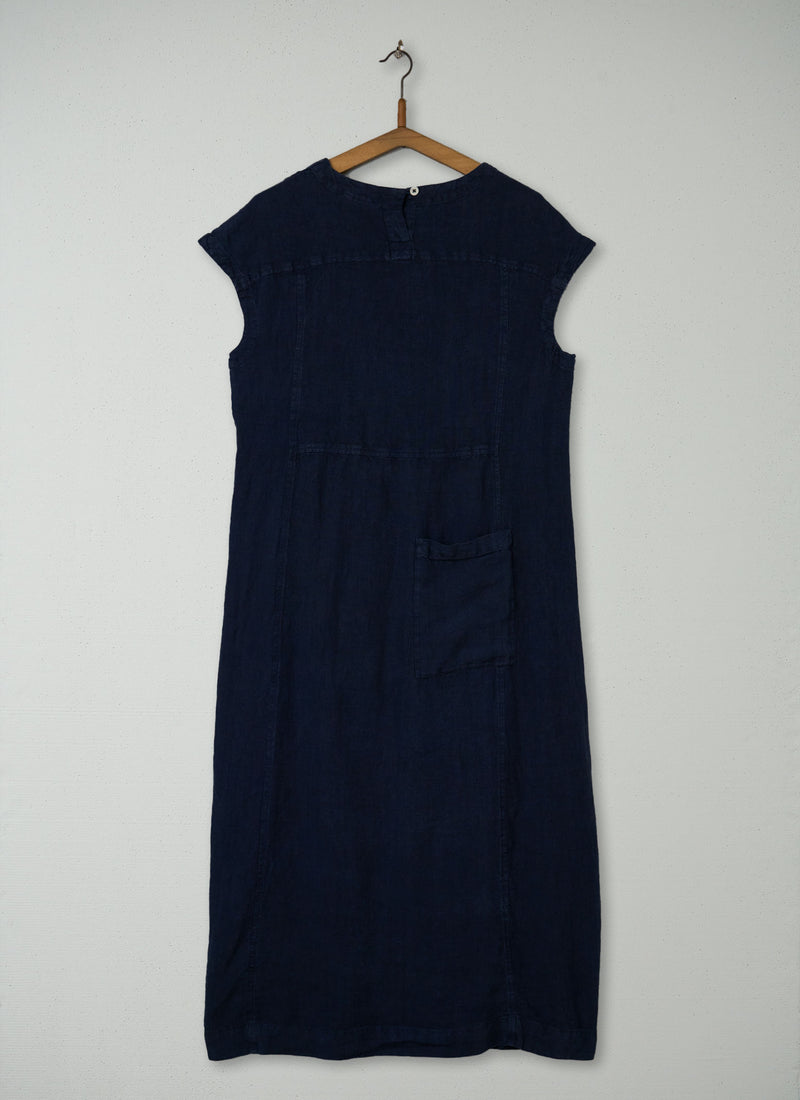 Reworn Linen Tunic Dress Size XXS (2081) | Navy