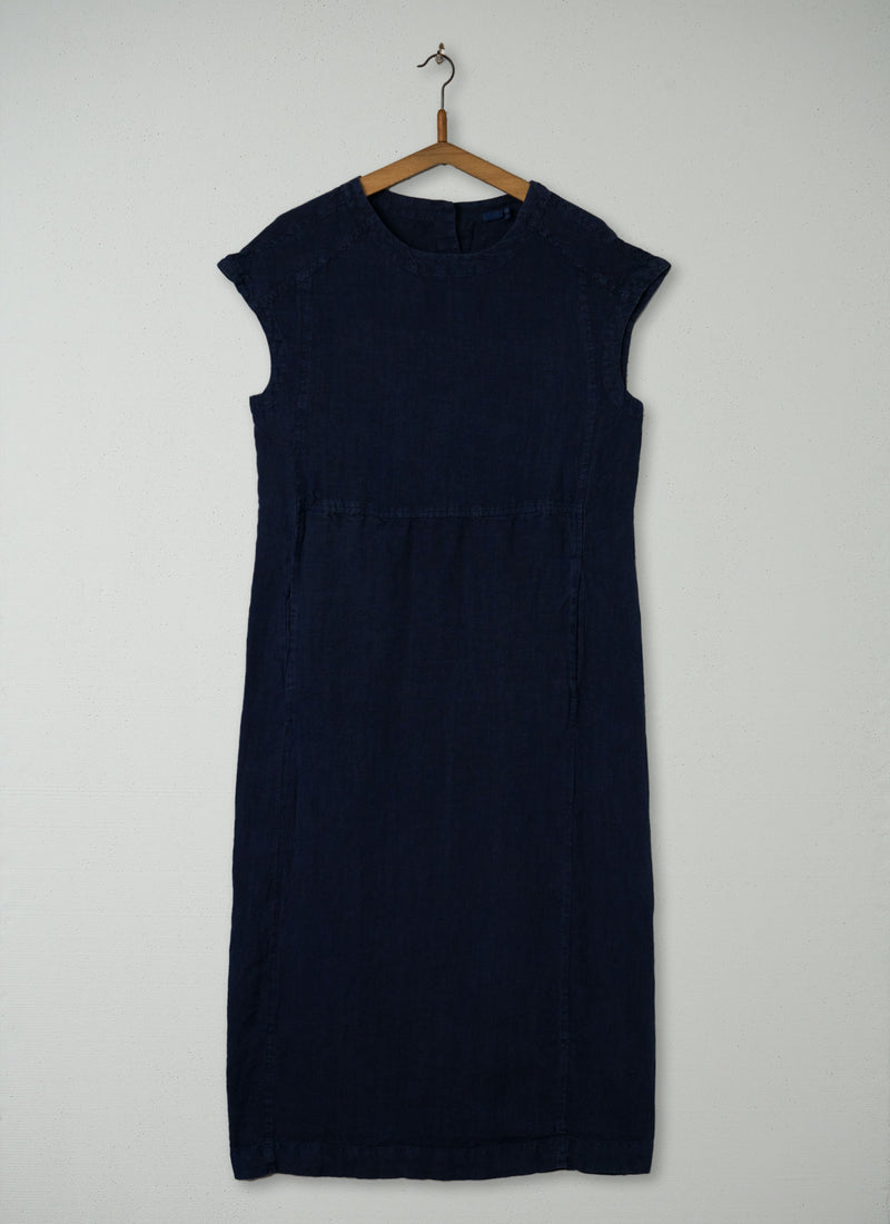Reworn Linen Tunic Dress Size XXS (2081) | Navy
