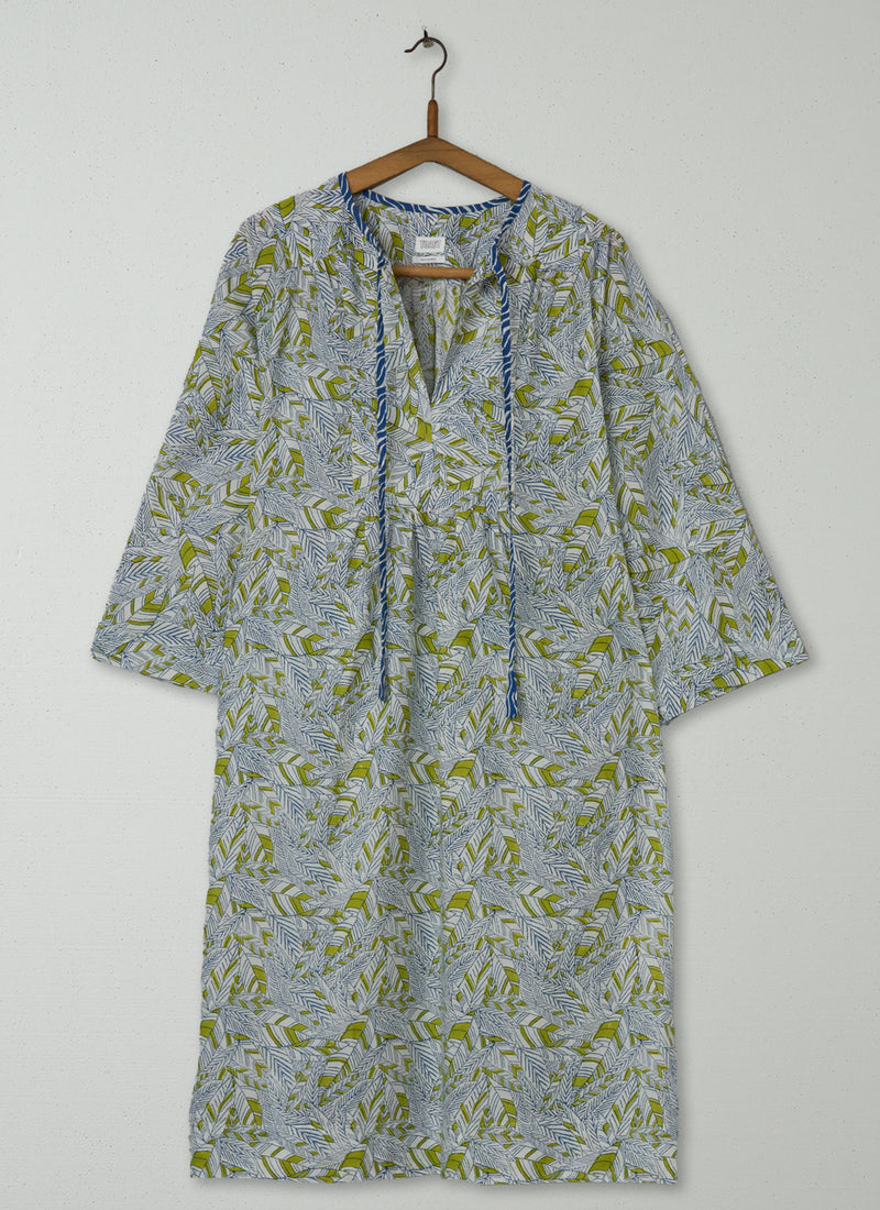 Reworn Block Print Kaftan Dress Size XXSXS (2080) | Multi