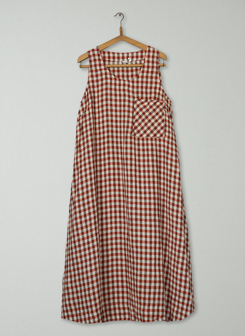 Reworn Panelled Gingham Sleeveless Dress Size XS (1895) | Blush