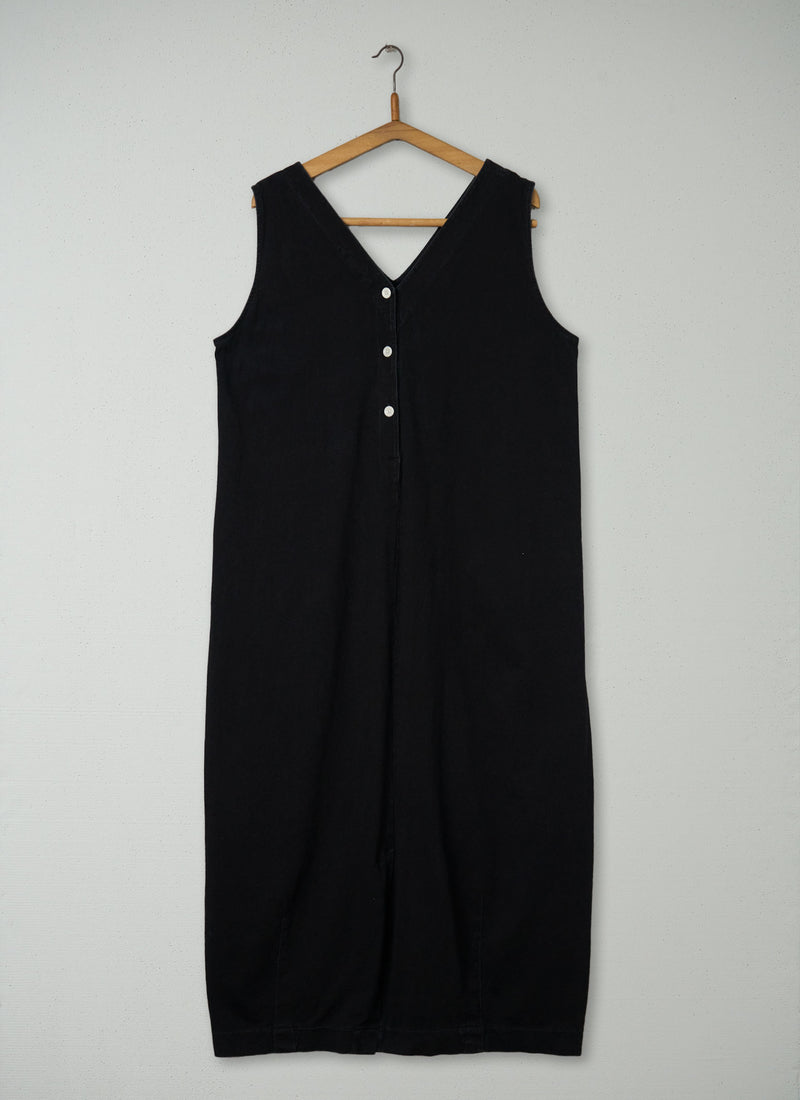 Reworn V Neck Cotton Jersey Dress Size S (1822) | Washed Black
