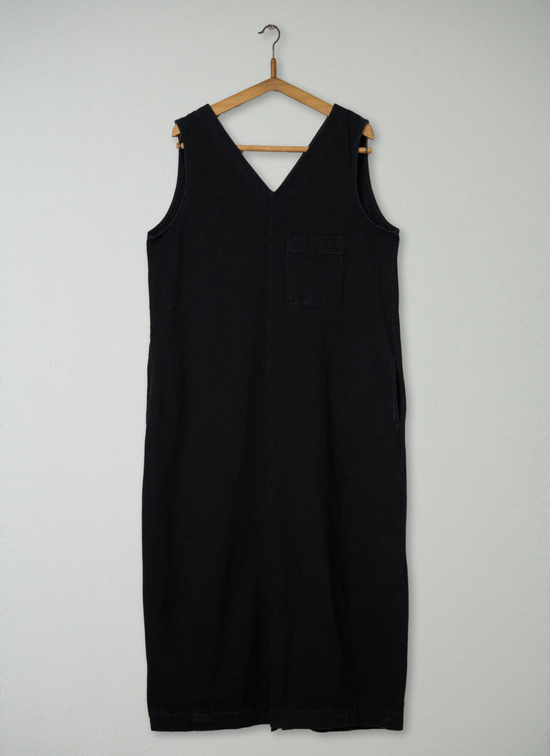 Reworn V Neck Cotton Jersey Dress Size S (1822) | Washed Black