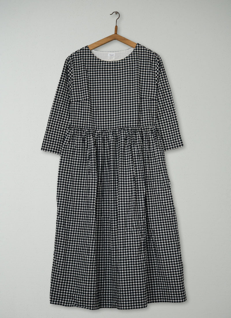 Reworn Boat Neck Check Dress Size M (2144) | Multi