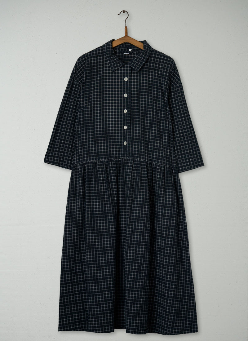 Reworn Check Cotton Cashmere Shirt Dress Size L (2019) | Slate