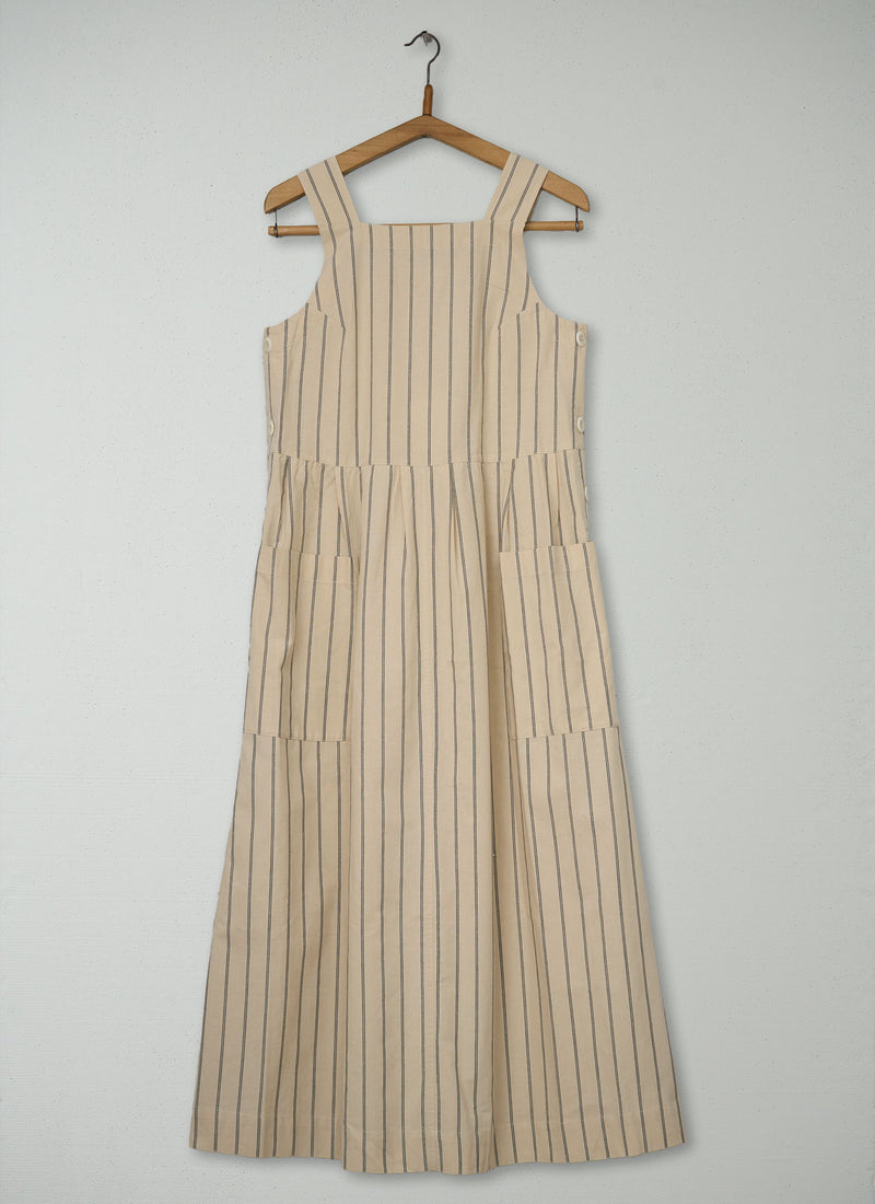 Reworn Stripe Cotton Pinafore Dress Size 16 (2166) | Multi