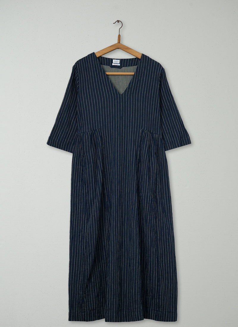 Reworn Stripe Crinkle Cotton Dress Size M (2114) | Multi