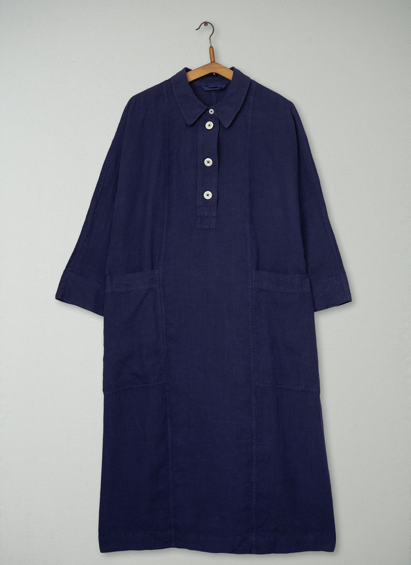 Reworn Linen Dress Size M (2194) | Blueberry