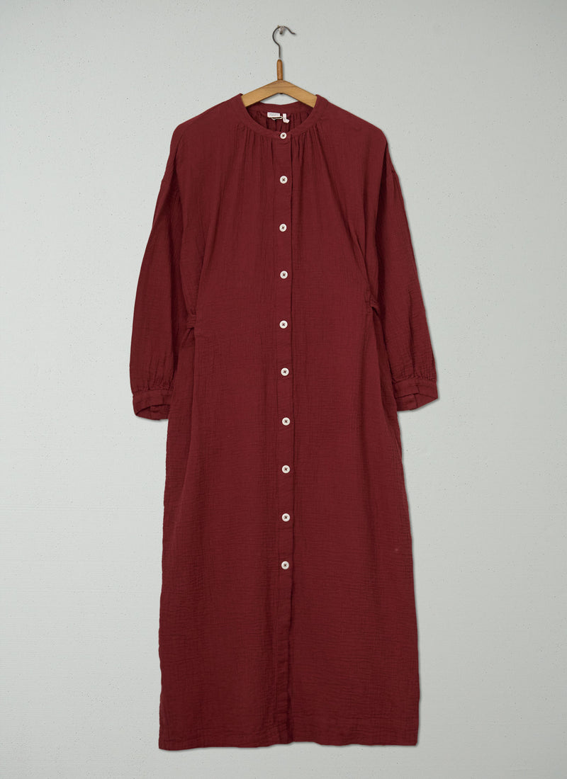 Reworn Crinkle Cotton Gauze Dress Size XL (2151) | Tomato Red