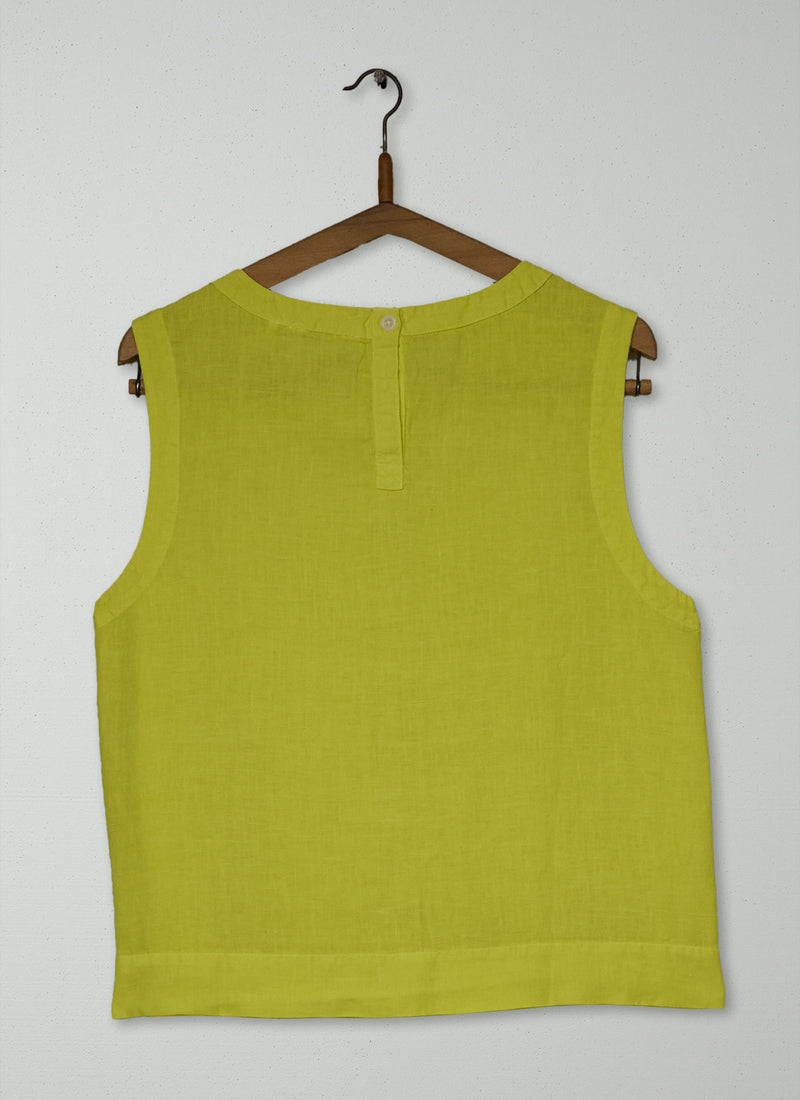 Reworn Garment Dyed Linen Tank Size M (1025) | Yellow Glow