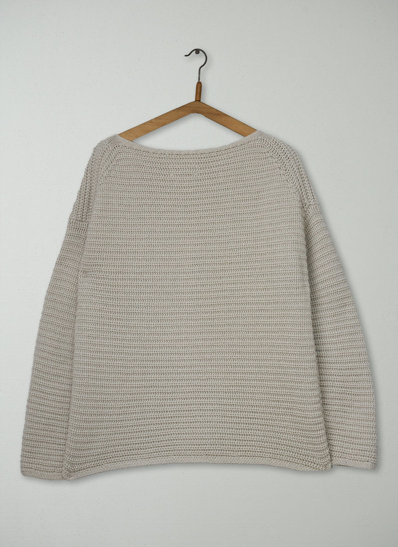 Reworn Fisherman Rib Easy Sweater Size S (683) | Bone