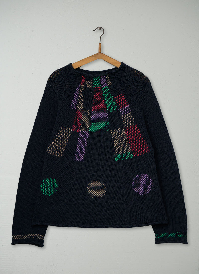 Renewed Cotton Linen Easy Sweater Size XXSXS (154) | Dark Navy