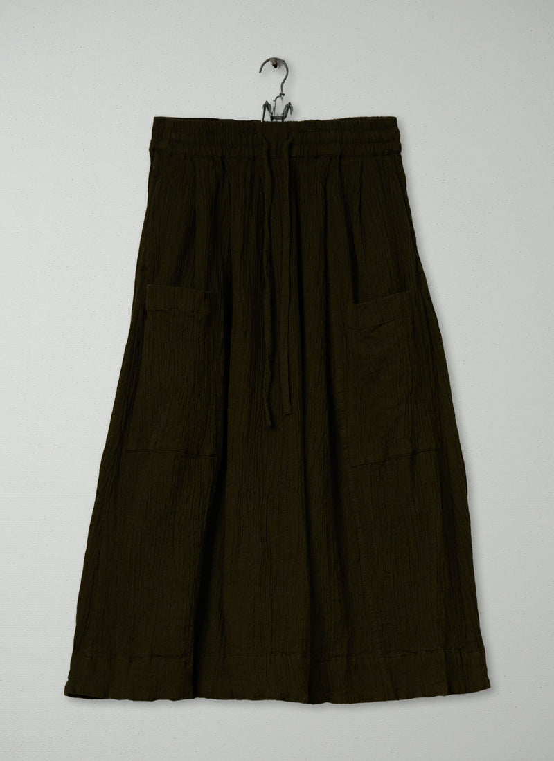 Reworn Crinkle Cotton Skirt Size XS (330) | Olive