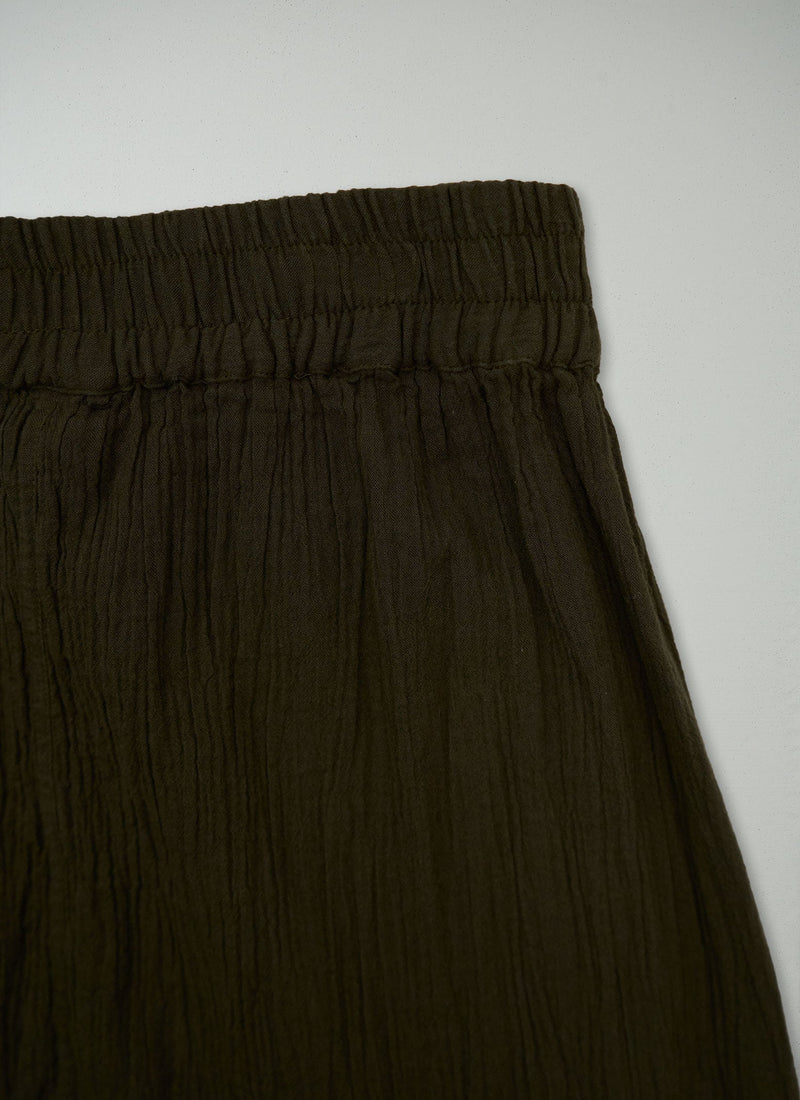 Reworn Crinkle Cotton Skirt Size XS (399) | Olive