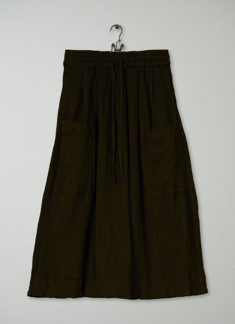Reworn Crinkle Cotton Skirt Size XS (399) | Olive