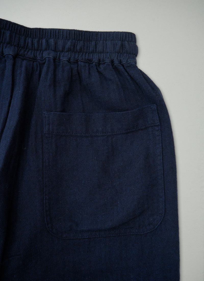 Reworn Linen Herringbone Trousers Size XS (1357) | Midnight