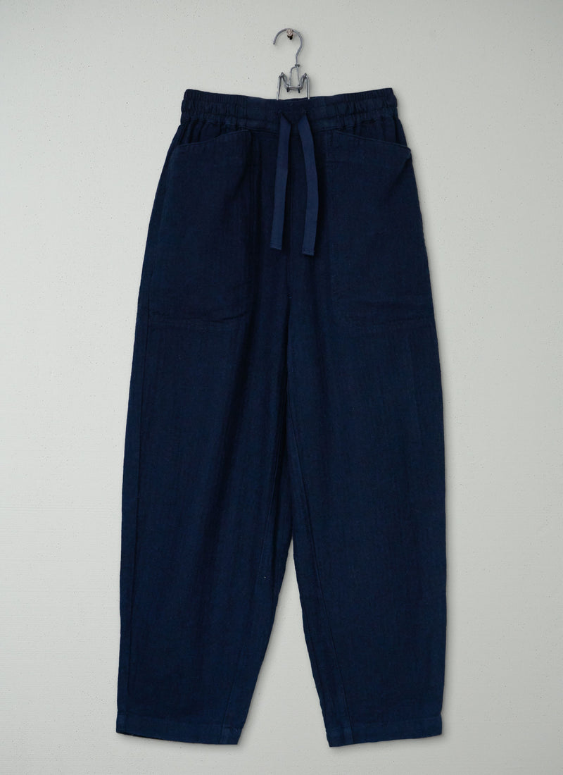 Reworn Linen Herringbone Trousers Size XS (1357) | Midnight