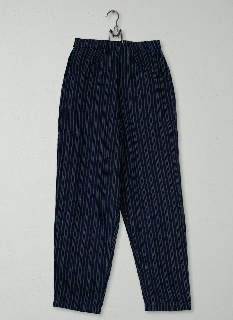 Reworn Alix Stripe Linen Trousers Size XXS (1523) | Navy