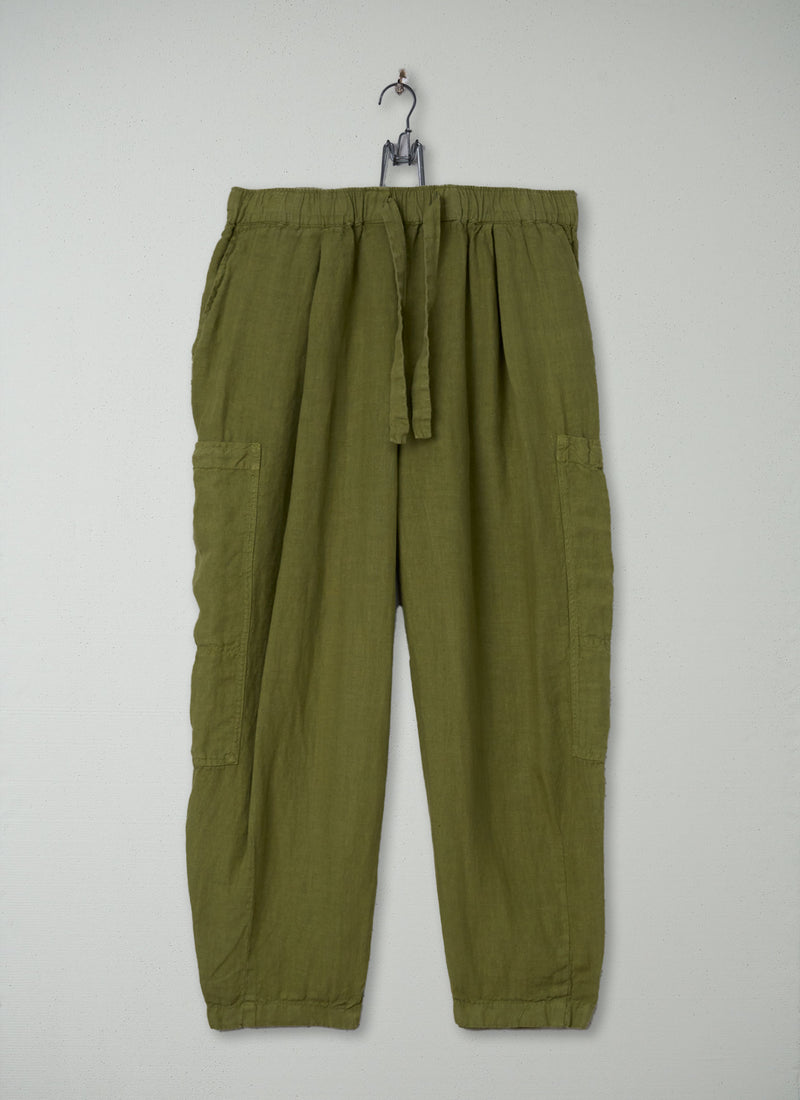 Reworn Linen Trousers Size XXS (1436) | Olive Oil