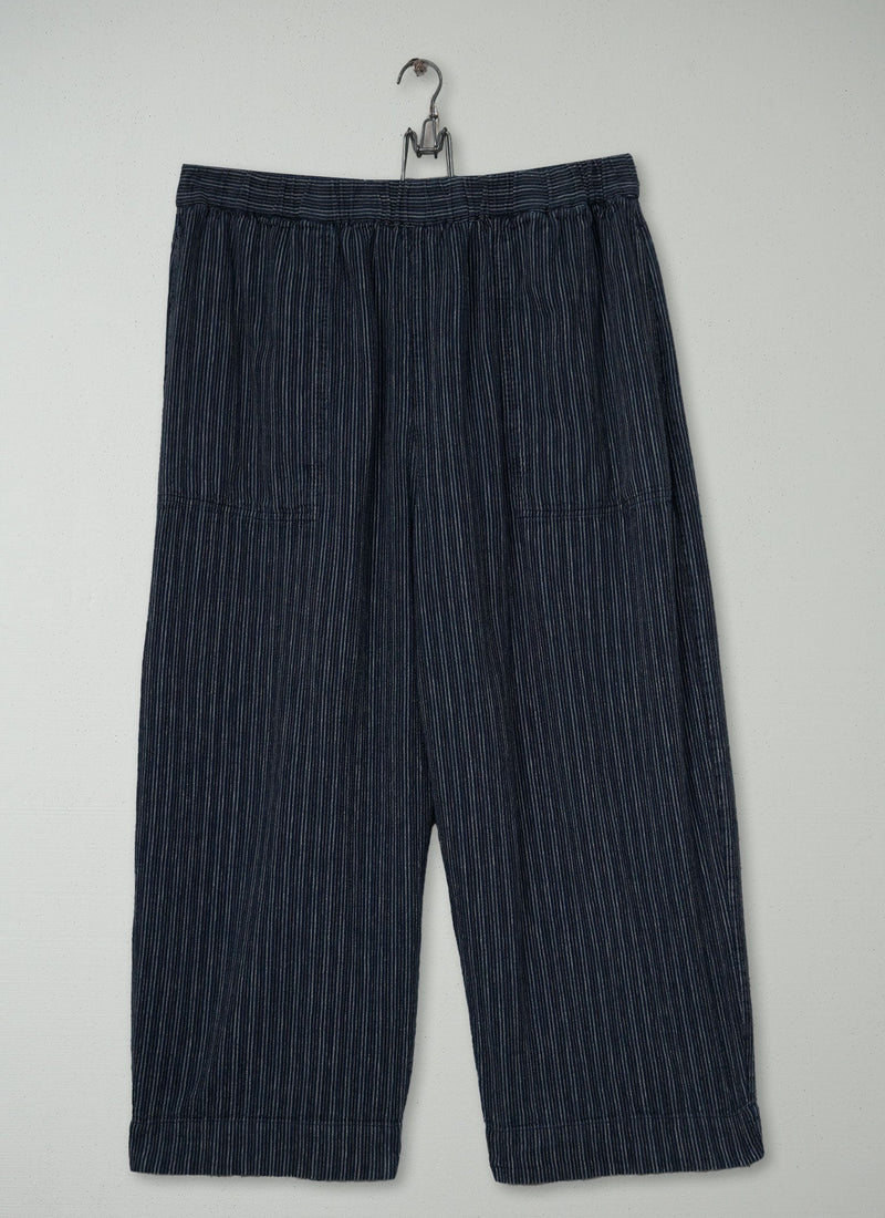 Reworn Stripe Linen Cotton Trousers Size XL (1674) | Multi