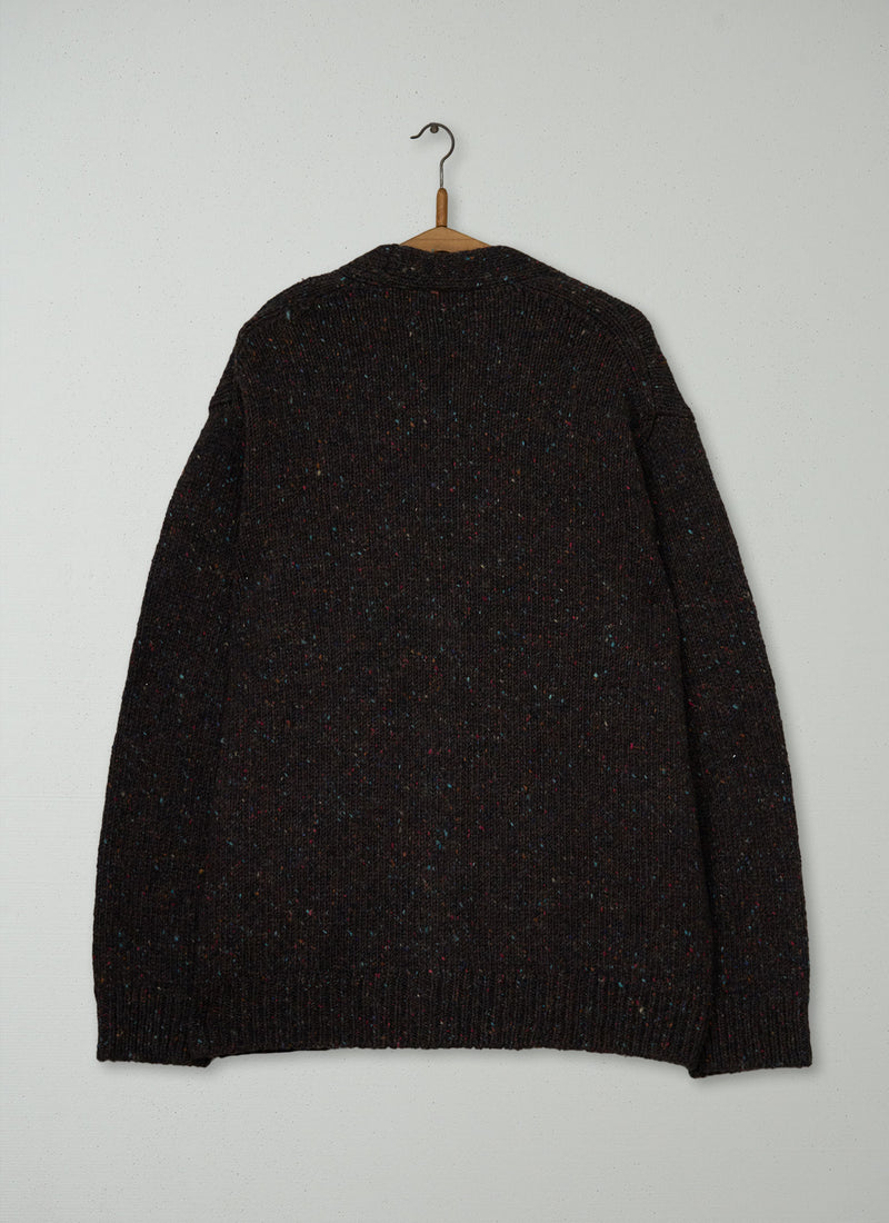 Reworn Mens Donegal Wool Cardigan Size L (054) | Bark