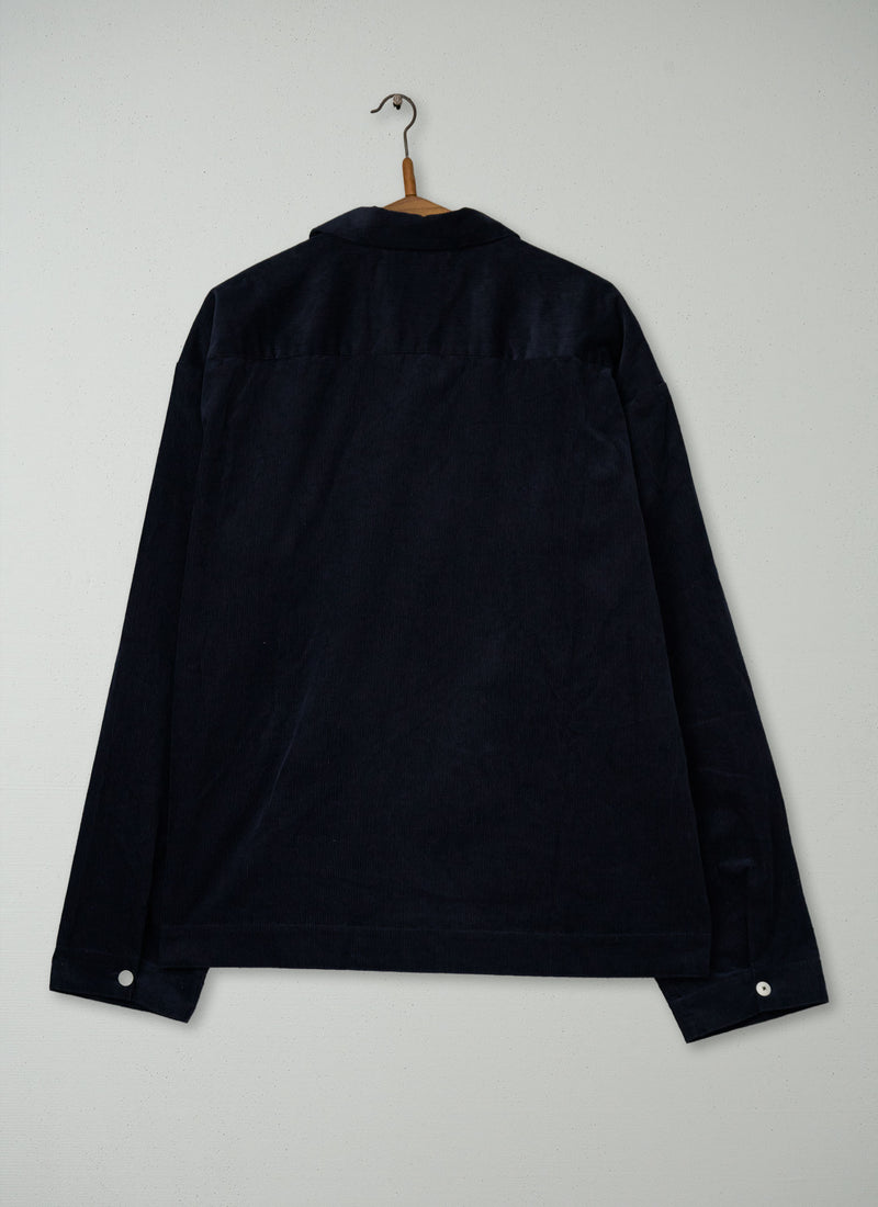 Reworn Mens Cord Smock Shirt Size M (052) | Midnight