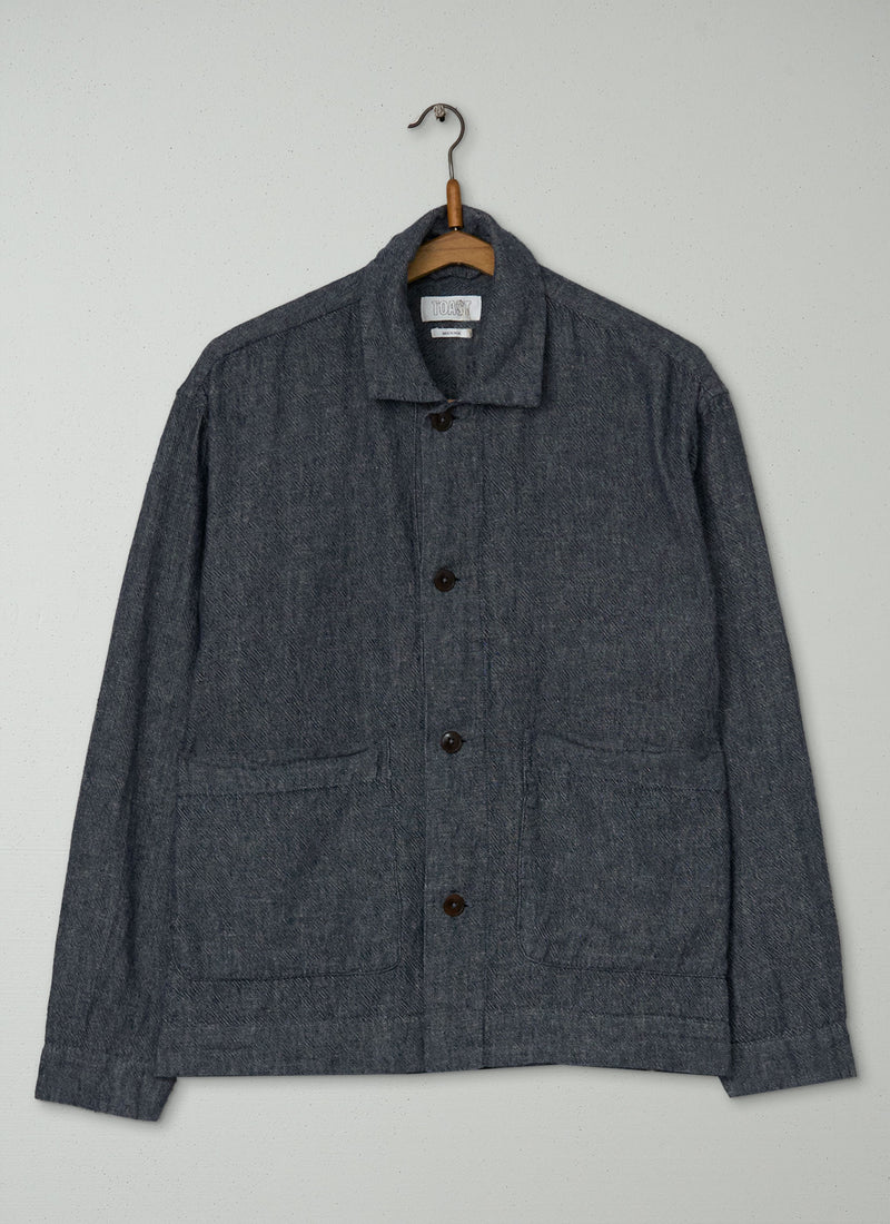 Reworn Mens Grandad Collar Linen Shirt Size S (058) | Multi