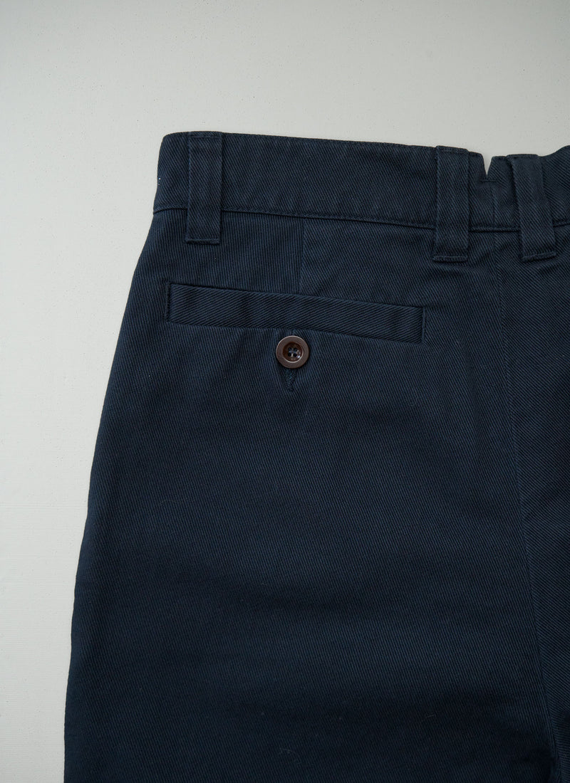 Reworn Men's Cotton Single Pleat Trousers Size S (077) | Navy