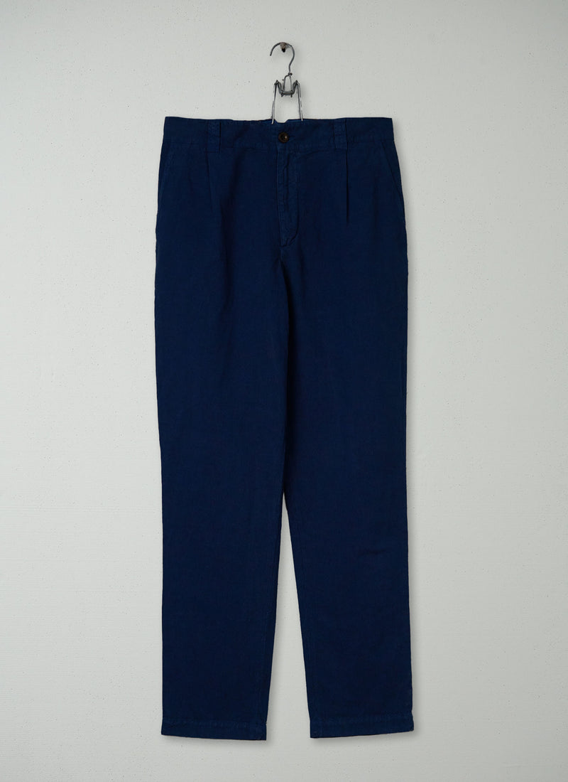 Reworn Pleat Trousers Size S (084) | Navy
