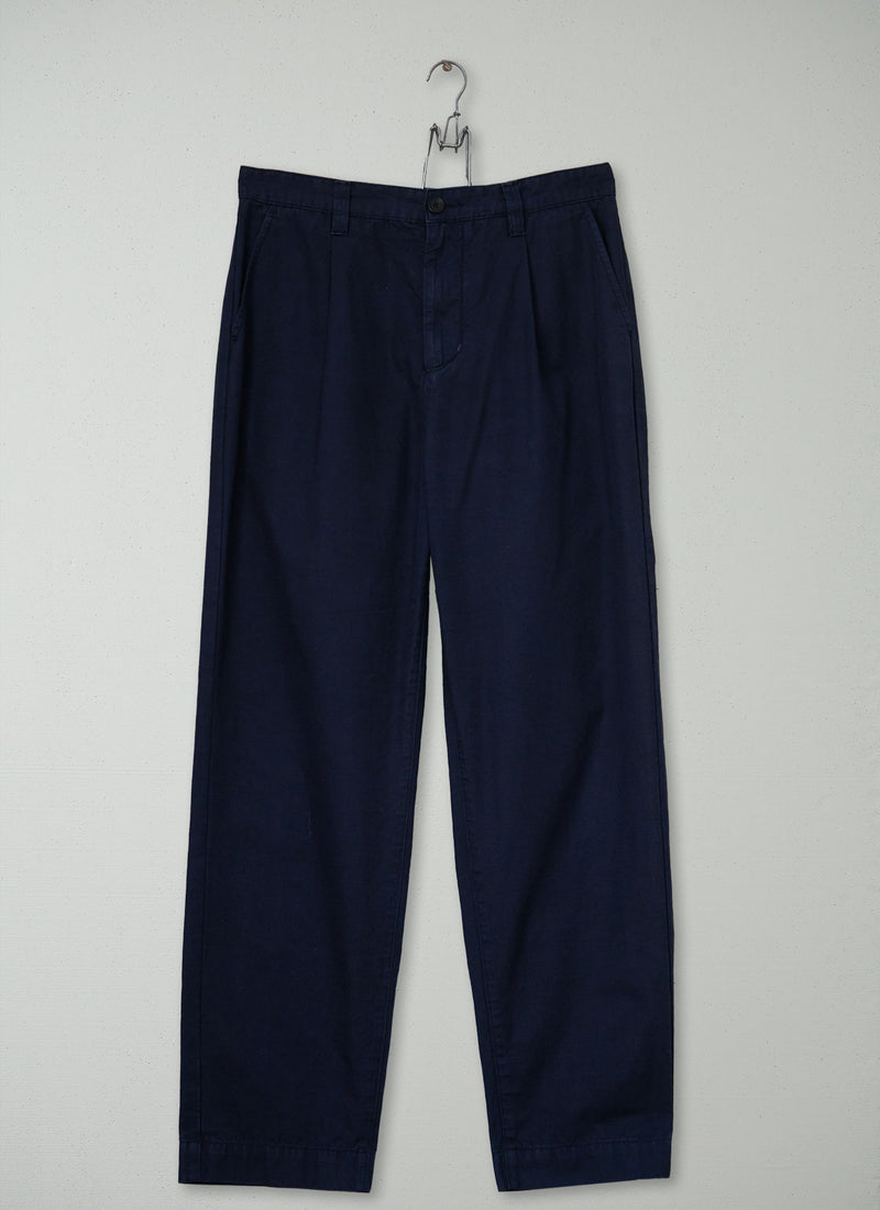 Reworn Mens Cotton  Pleat Trousers Size 30 (104) | Navy