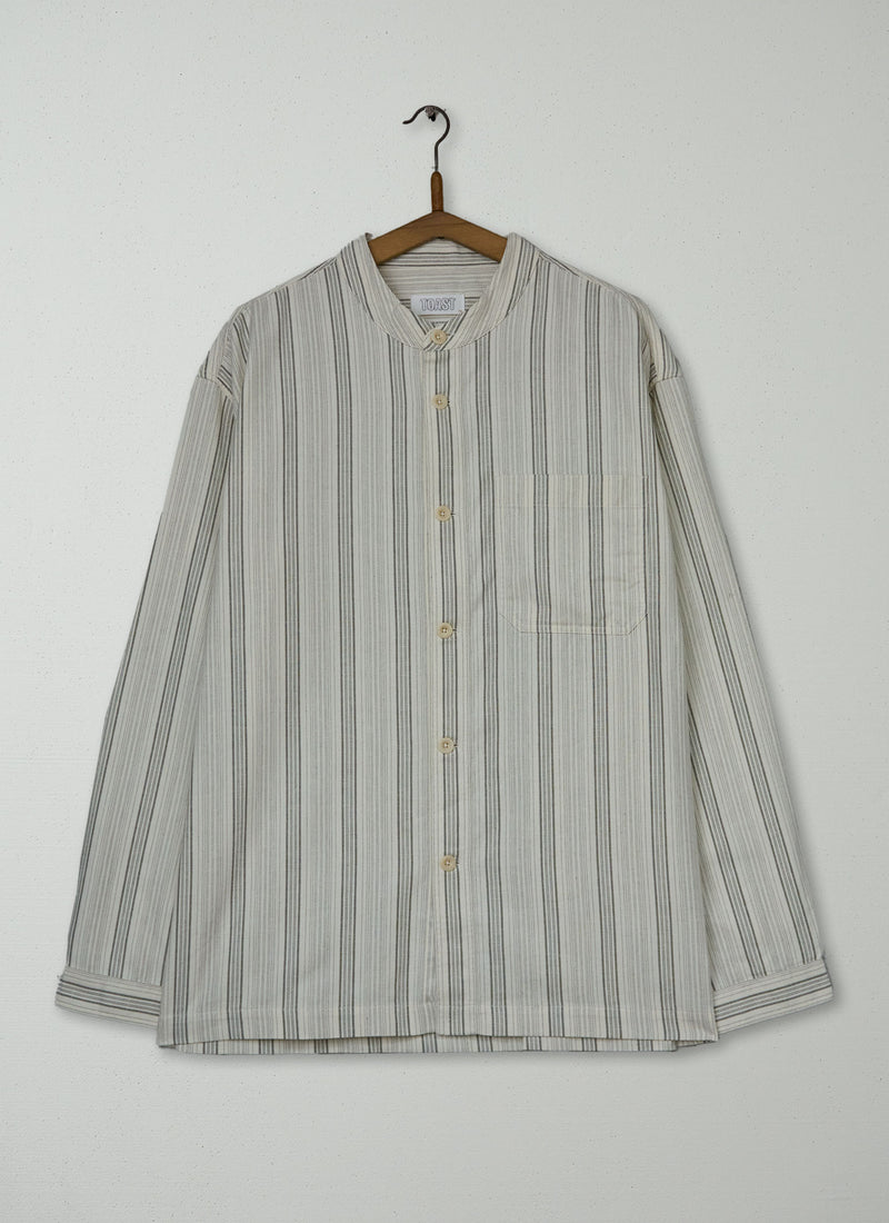 Reworn Mens Grandad Collar Shirt Size L (064) | Multi