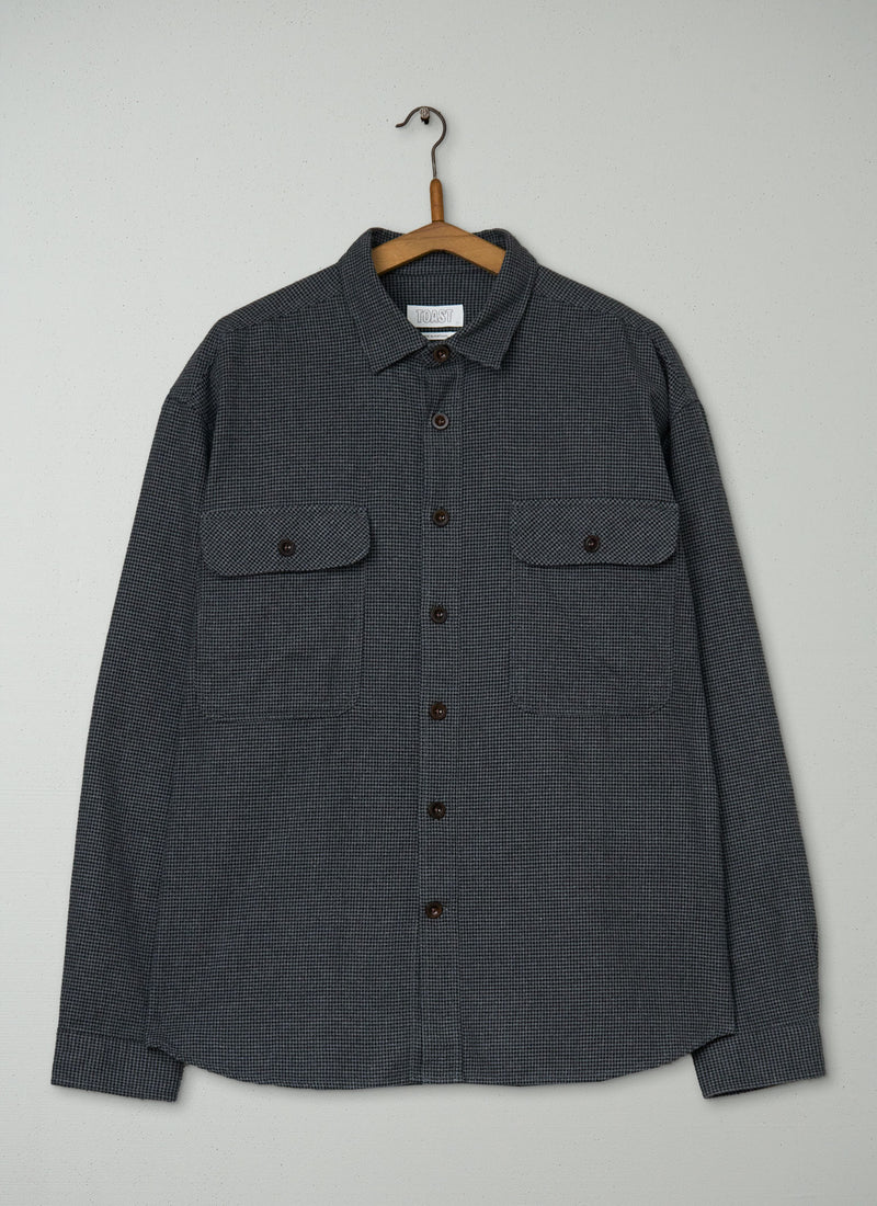 Reworn Mens Cotton Workwear Shirt Size M (051) | Grey