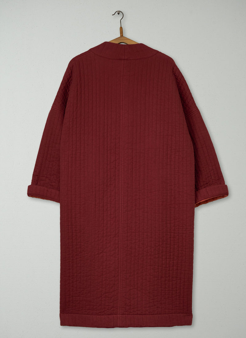 Reworn Quilted Cotton Gown Size SM (082) | Deep Berry