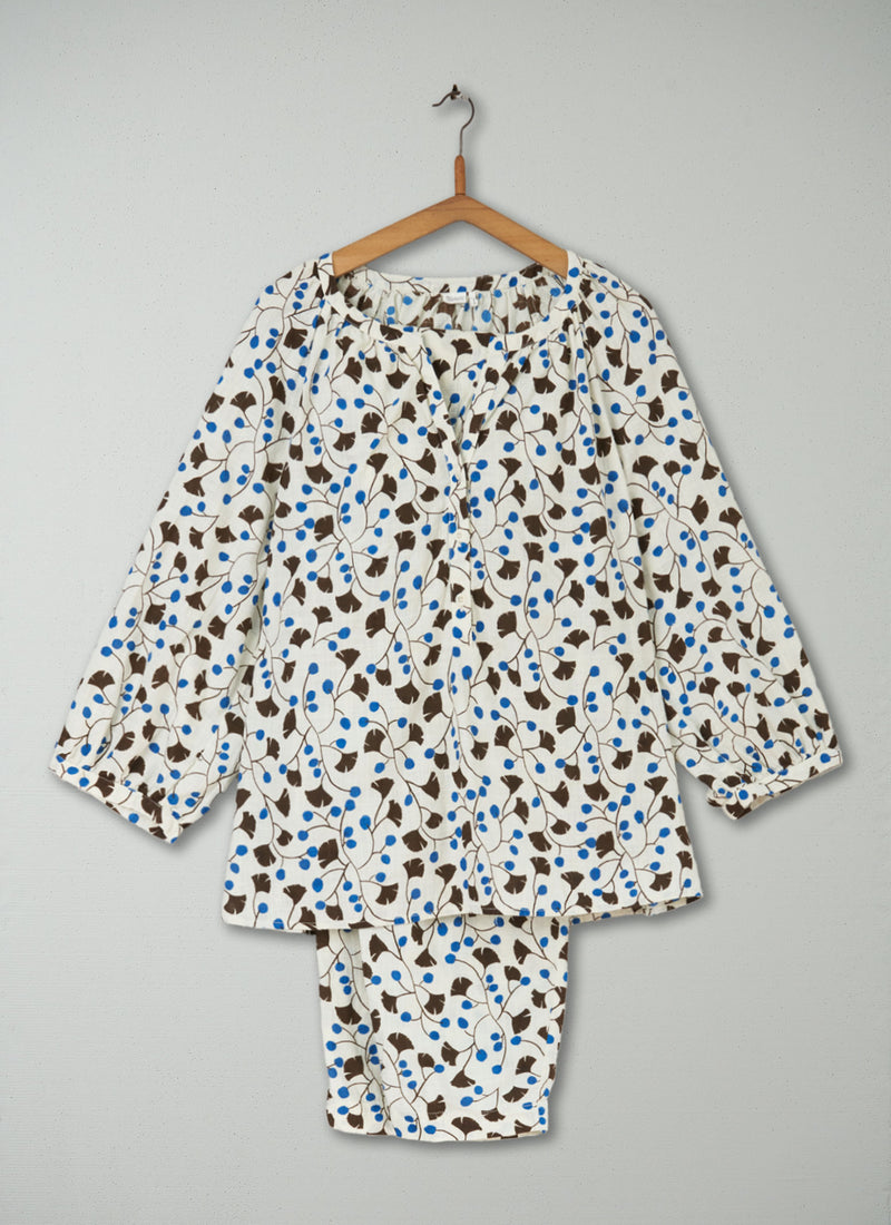 Reworn Ginkgo Print Pyjamas Size S (273) | Multi