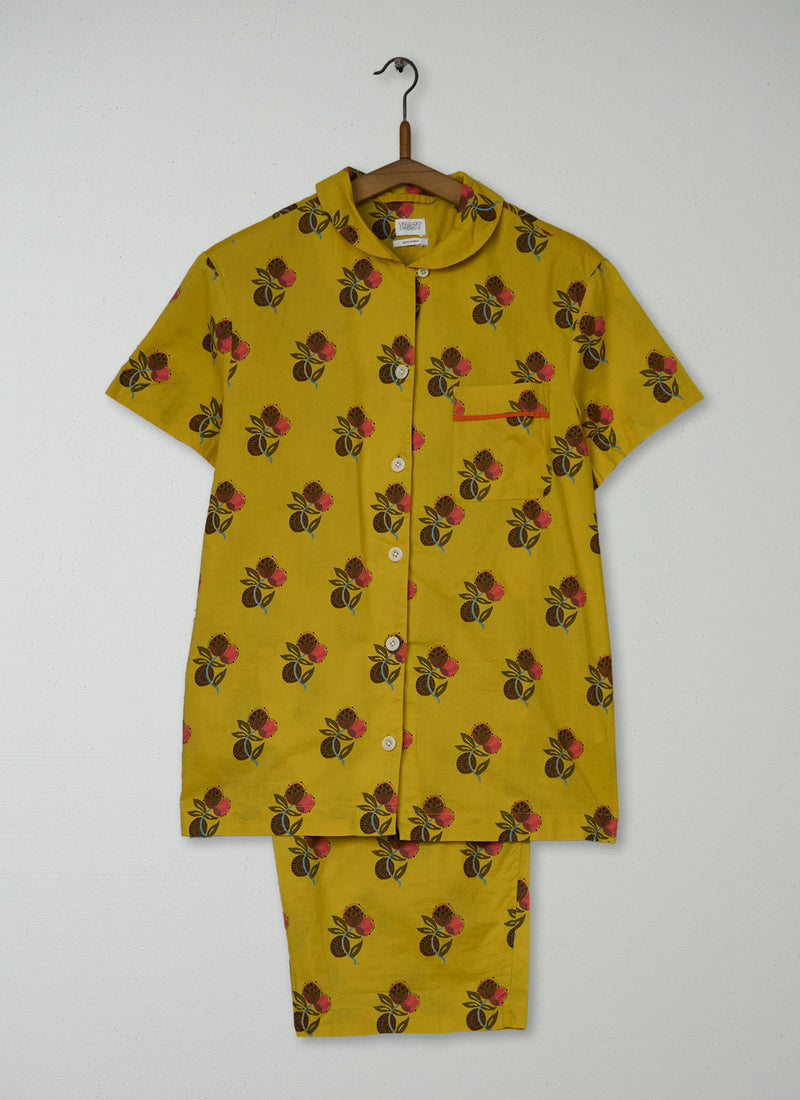 Reworn Block Print Cotton Pyjamas Size XS (251) | Multi