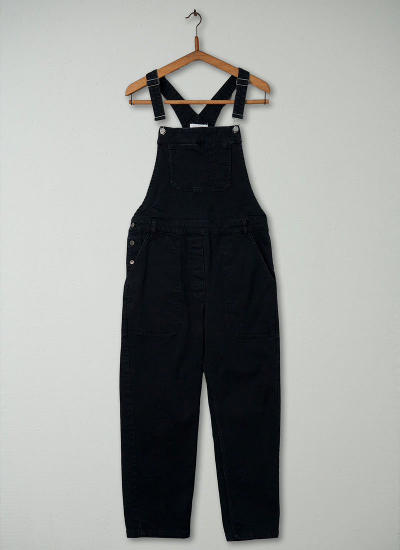 Reworn Black Denim Dungarees Size 16 (1507) | Black