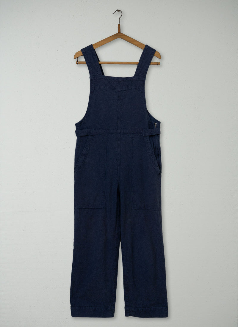 Reworn Hemp Cotton Canvas Jumpsuit Size 18 (1369) | Dark Chambray Blue