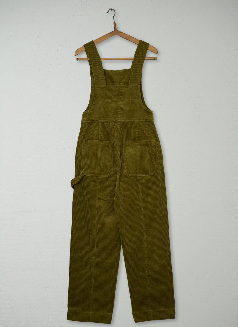 Reworn Cord Dungarees Size 6 (1505) | Woodland Green