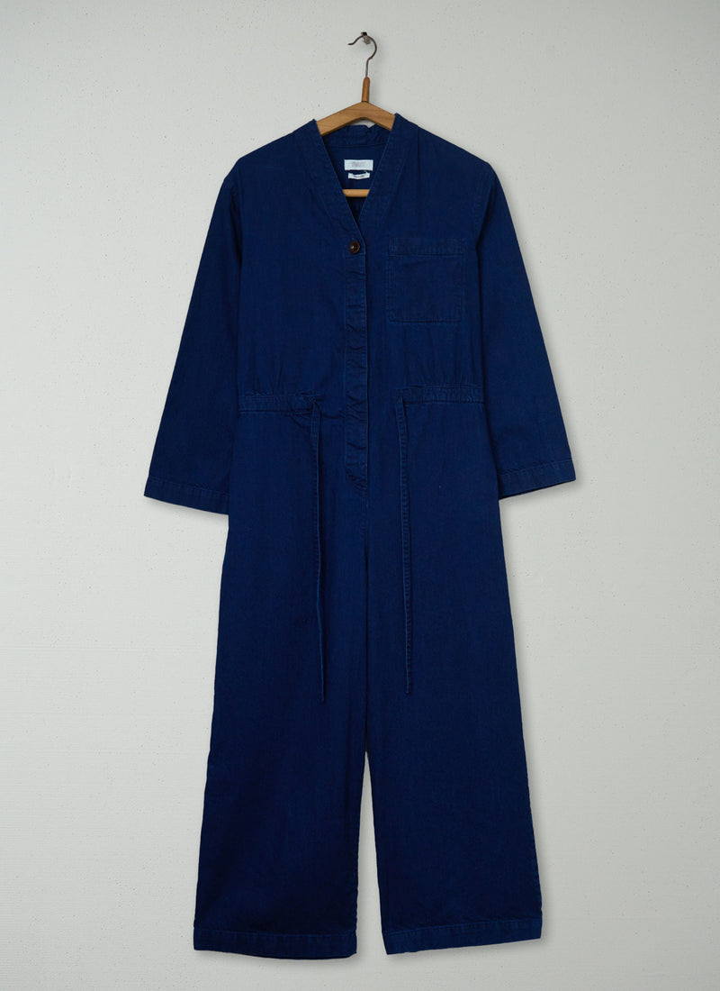 Reworn Cotton Twill Jumpsuit Size 6 (1655) | Indigo