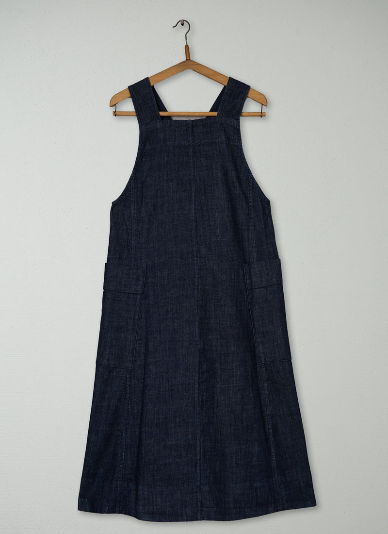 Reworn Indigo Denim Pinafore Dress Size 6 (2141) | Indigo