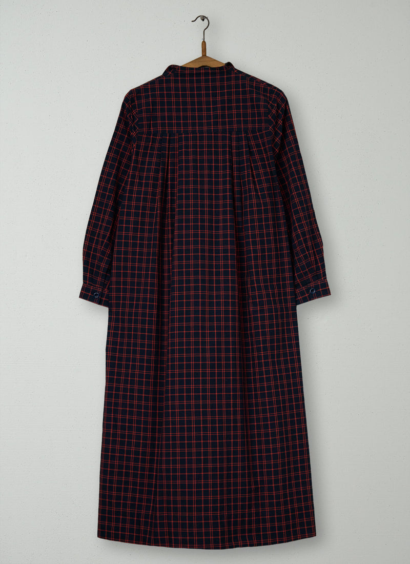 Reworn Tie Neck Check Cotton Dress Size 18 (1968) | Multi