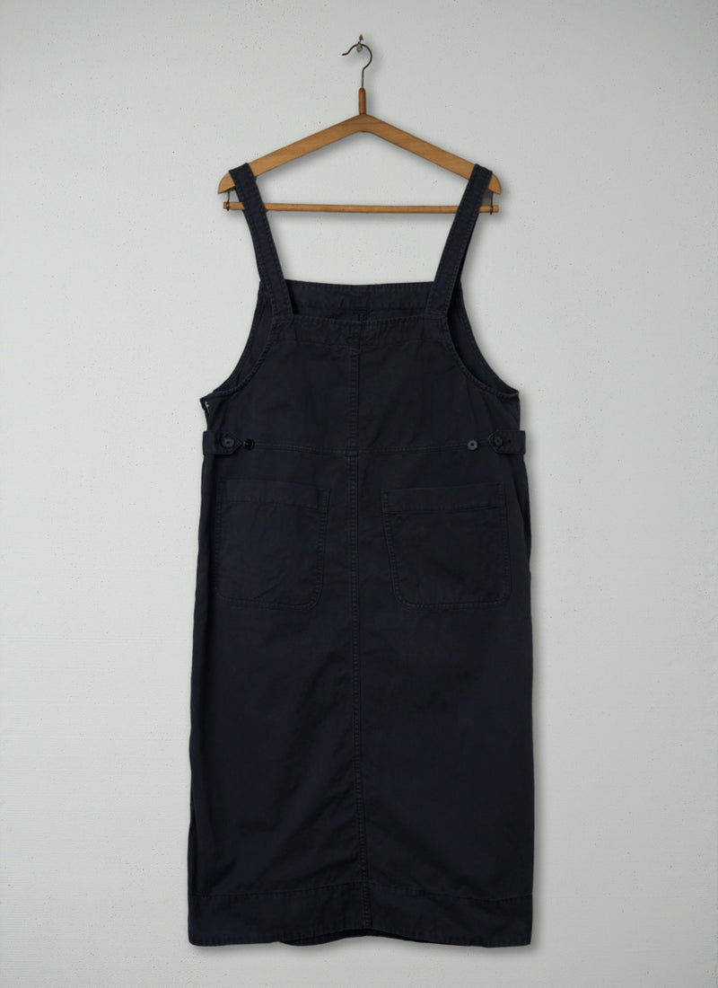 Reworn Twill Pinafore Dress Size 8 (1826) | Slate Blue